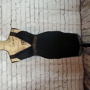 Topshop Black Sleeveless Dress Deep V Neck Size 8